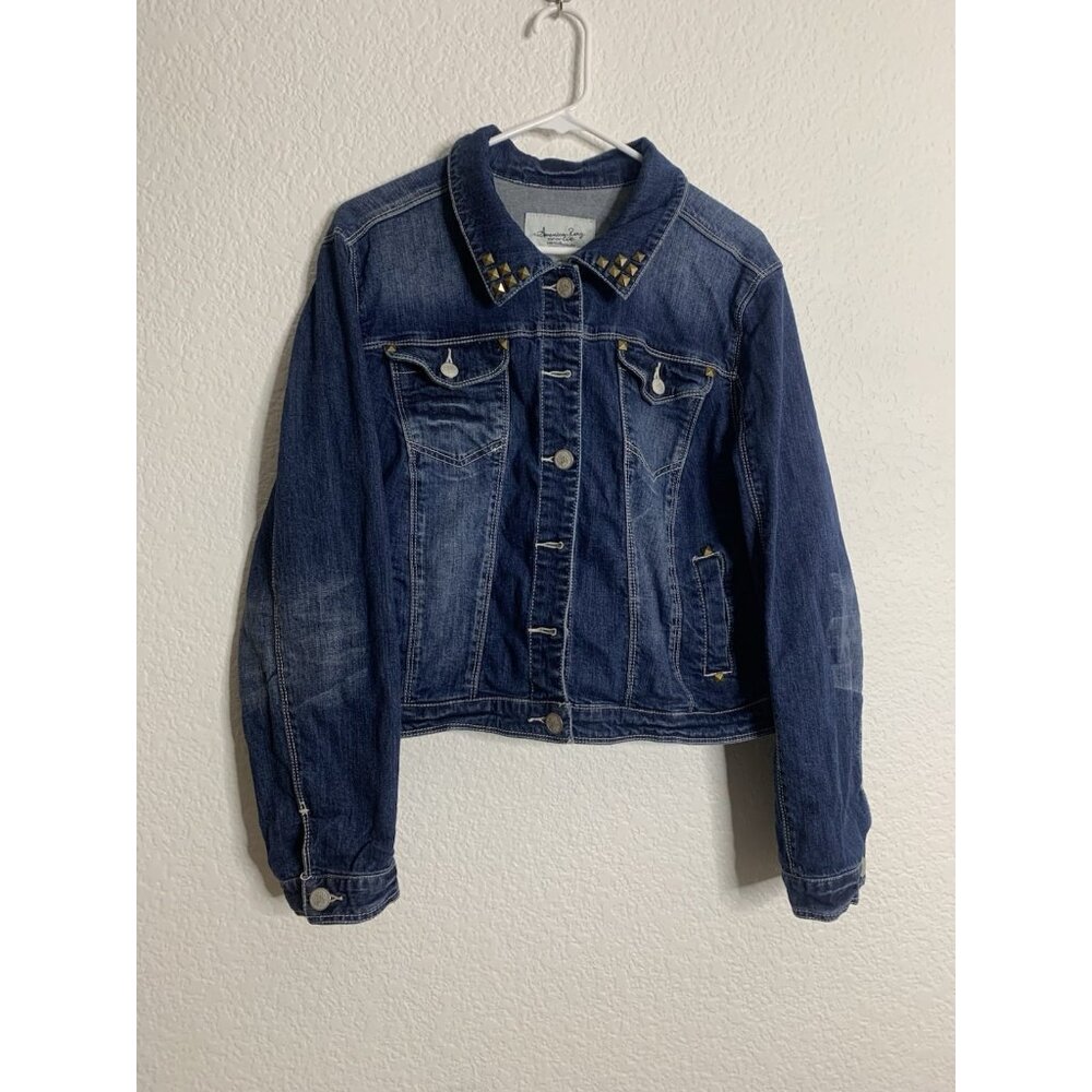 WOMEN'S AMERICAN RAG JEAN JACKET, Sz 1X Gold STUDS ON COLLAR, Silver Buttons